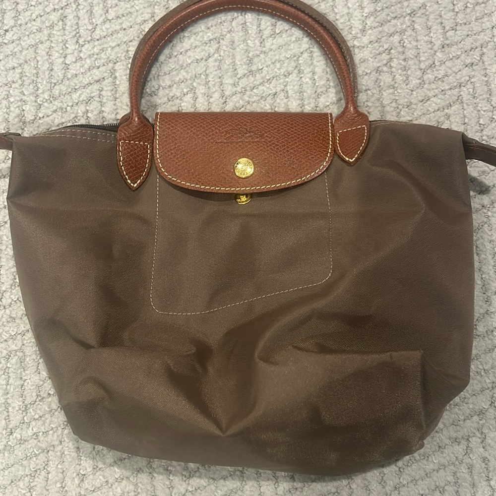 mini longchamp, army green/brown